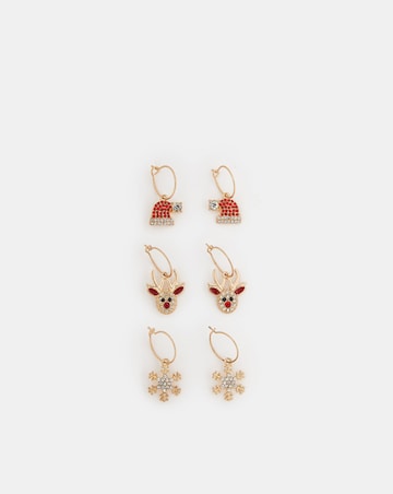 Accessorize 3-Pack Diamante Christmas Earring