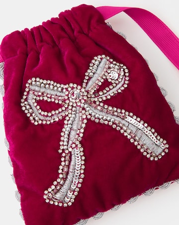 Accessorize Embellished Bow Drawstring Bag