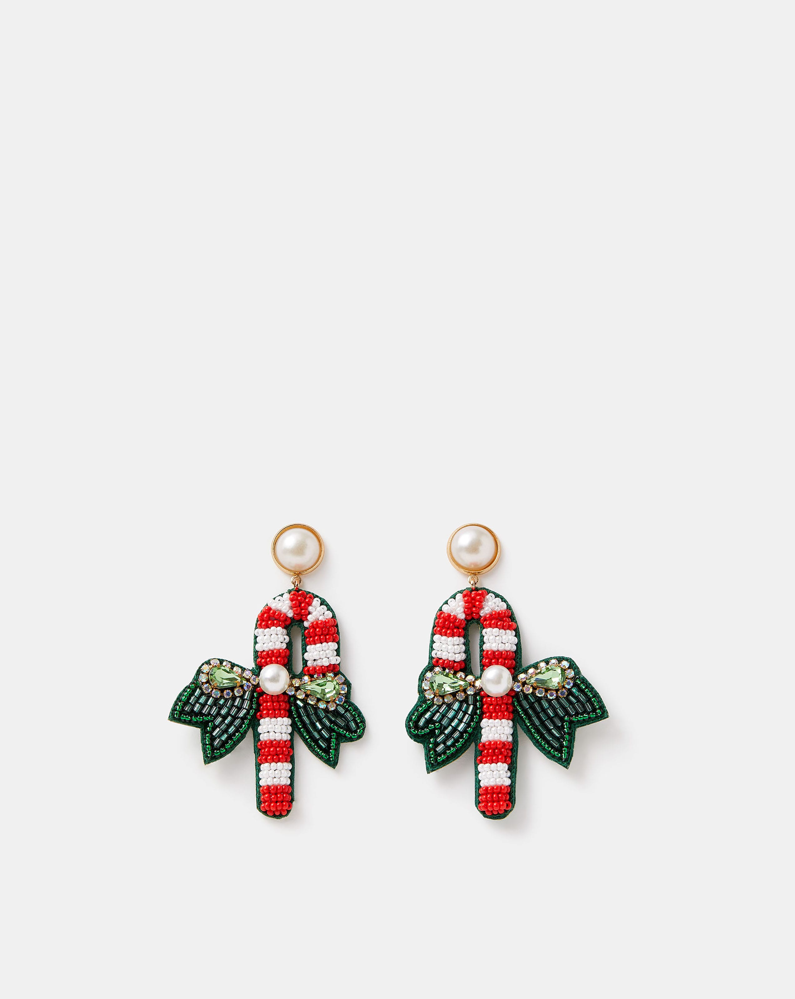 Accessorize Beaded Candy Cane Earrings