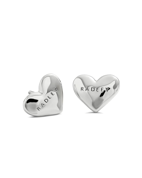 Radley Silver Plated Hammer Heart Studs