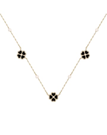 Radley Gold Plated Black Flower Necklace