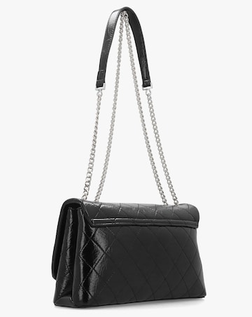 Valentino Bags Wakanda Diamond Quilt Gloss Black Flapover Cross-Body Bag
