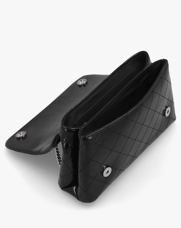 Valentino Bags Wakanda Diamond Quilt Gloss Black Flapover Cross-Body Bag