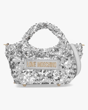 Love Moschino Sequin Silver Top Handle Bag
