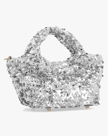 Love Moschino Sequin Silver Top Handle Bag