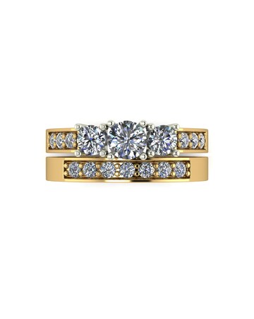 9ct Yellow Gold 1ct eq total Moissanite Ring Set