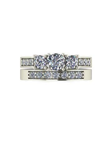 9ct White Gold 1ct eq total Moissanite Ring Set
