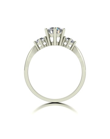 9ct White Gold 1ct Moissanite Trilogy Ring