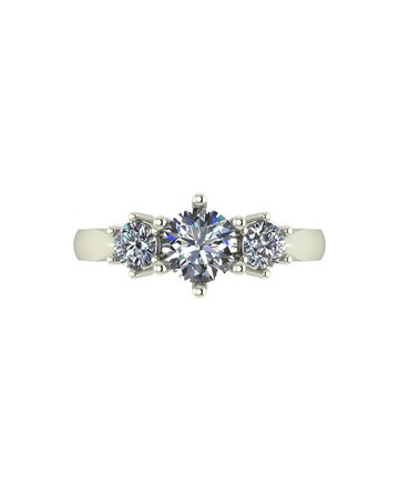 9ct White Gold 1ct Moissanite Trilogy Ring