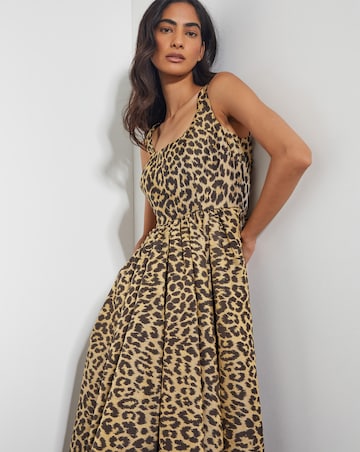 Monsoon Sicily Leopard Print Midi Dress