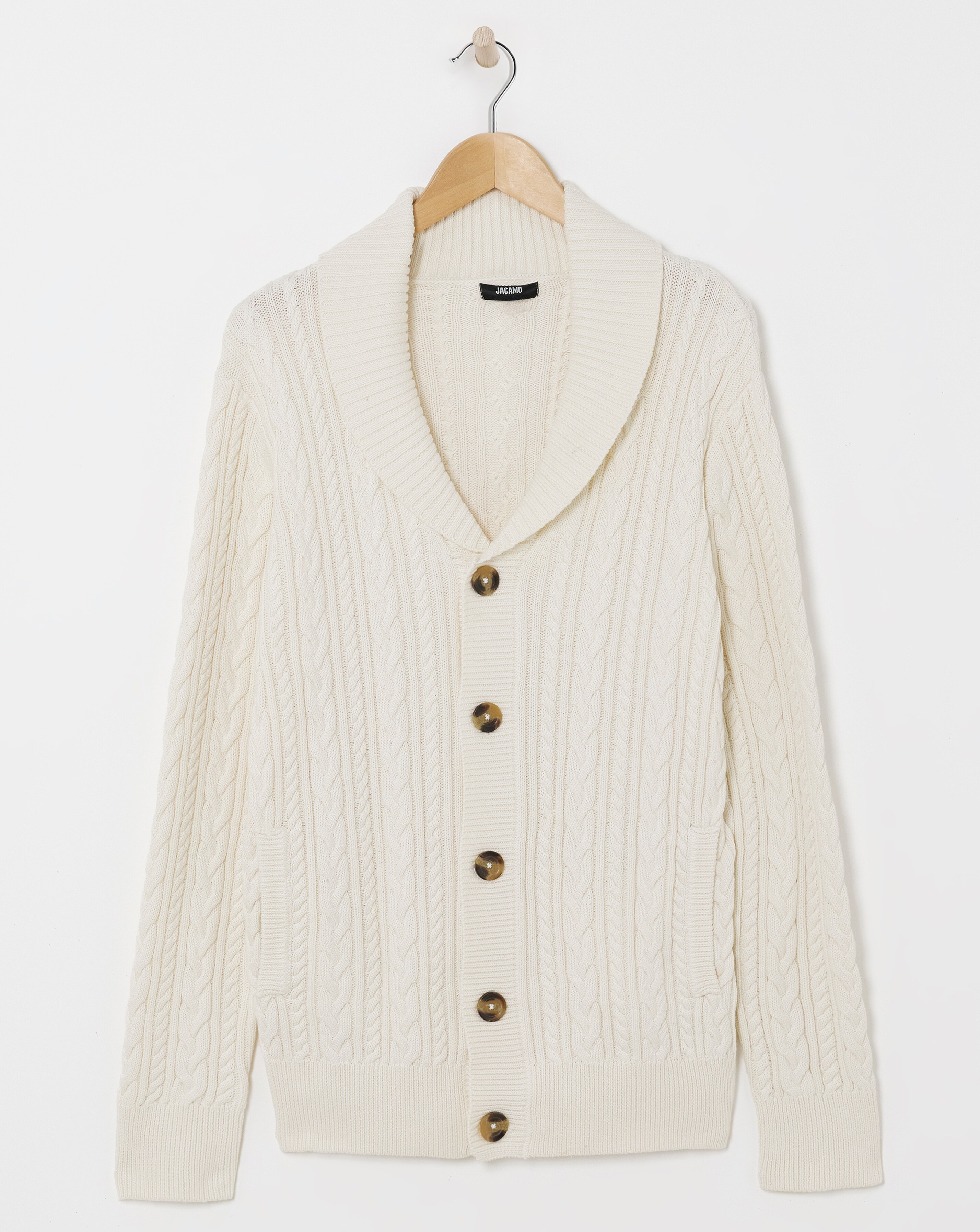 Cable Knit Shawl Neck Cardigan