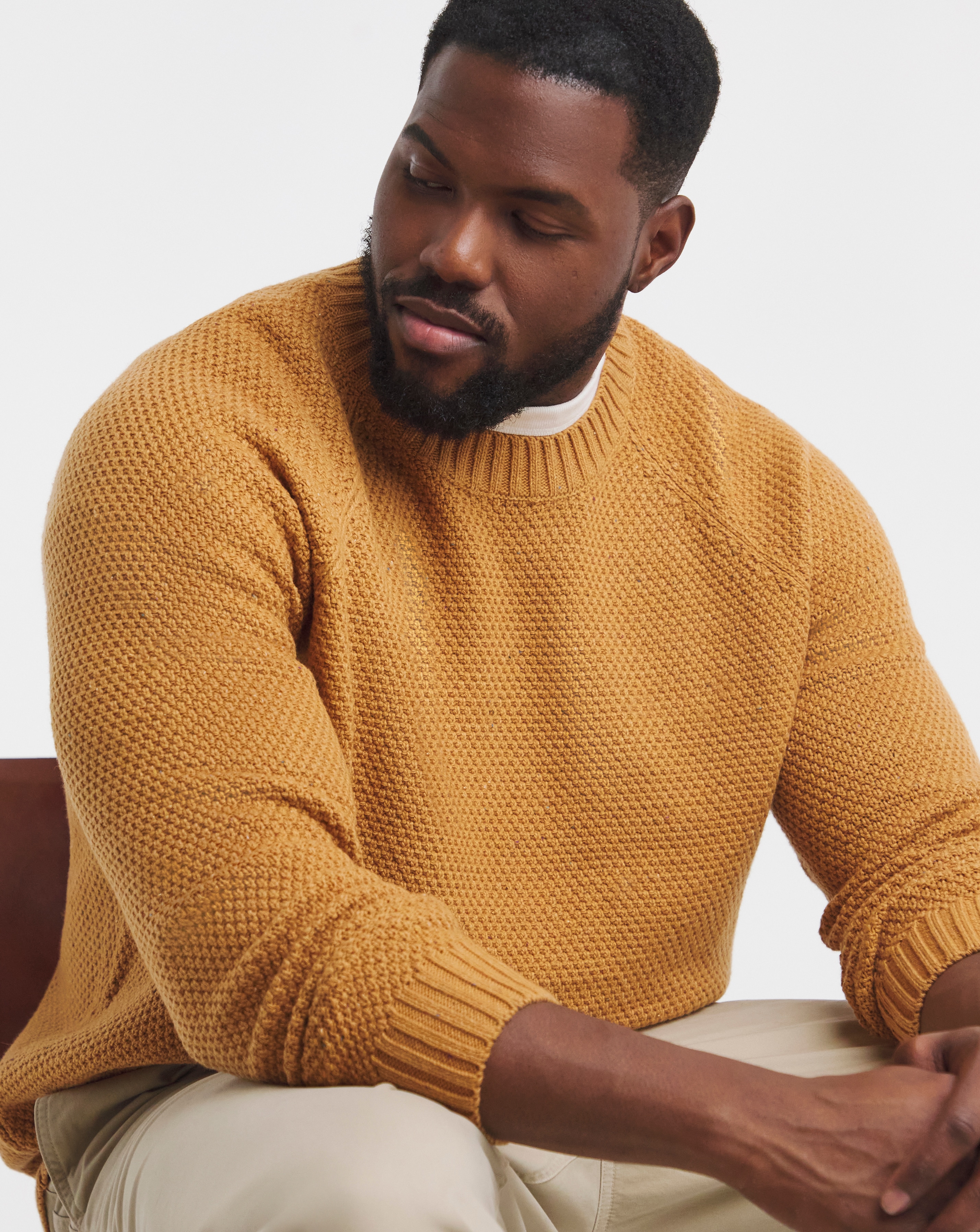 Nep Yarn Knitted Crew Neck Jumper