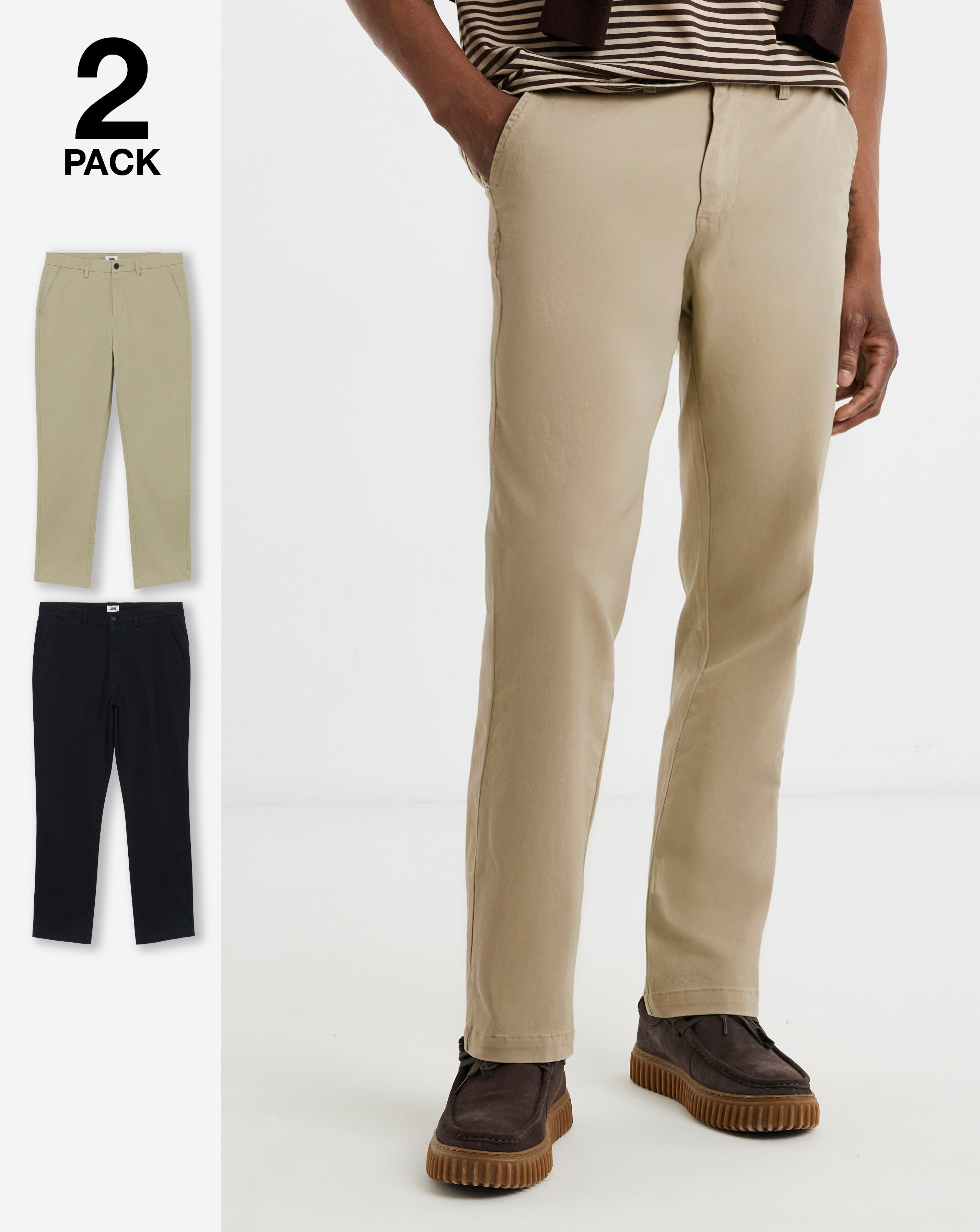 2 Pack Straight Fit Chino