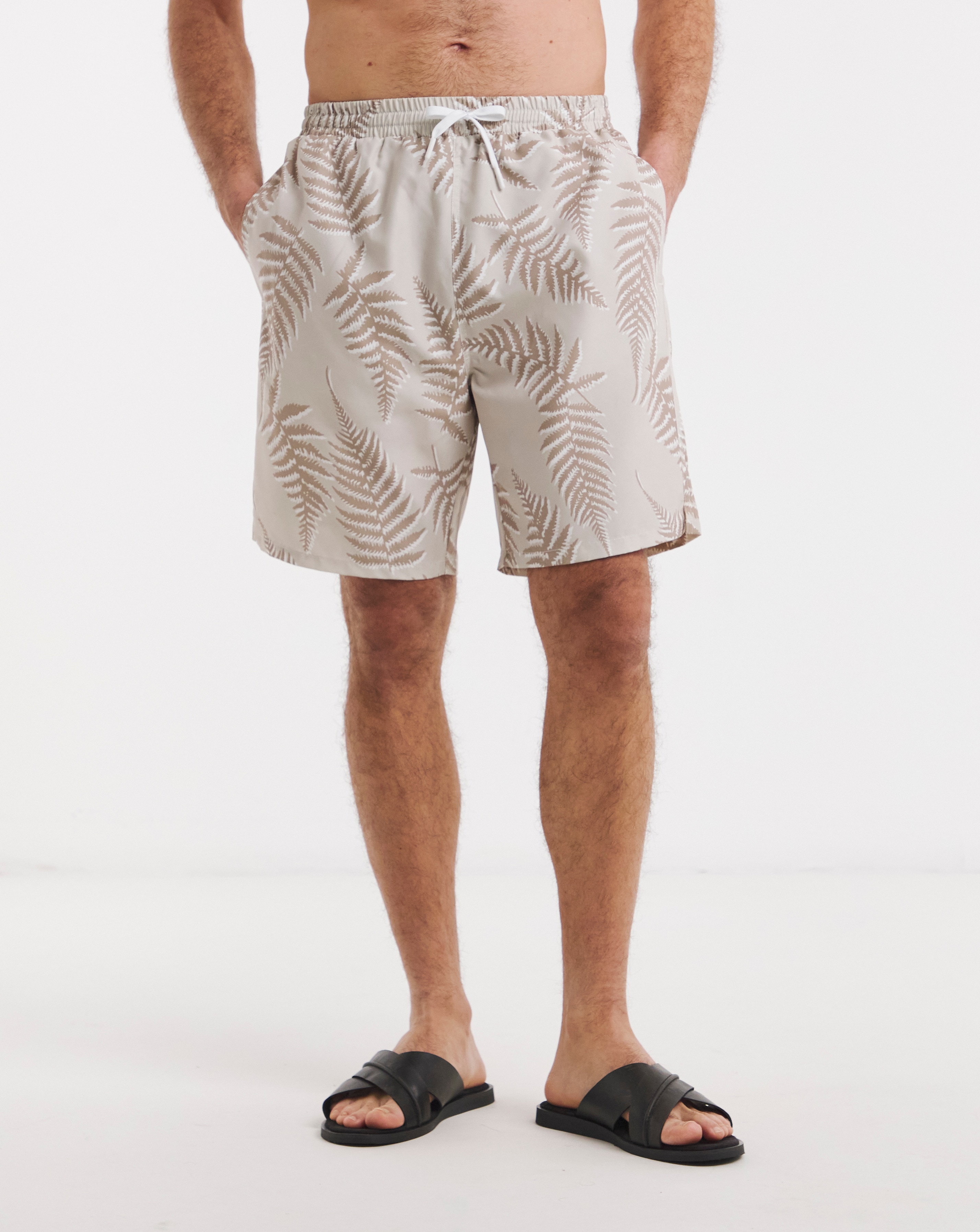 New In - Leaf Print Swim Shorts Long