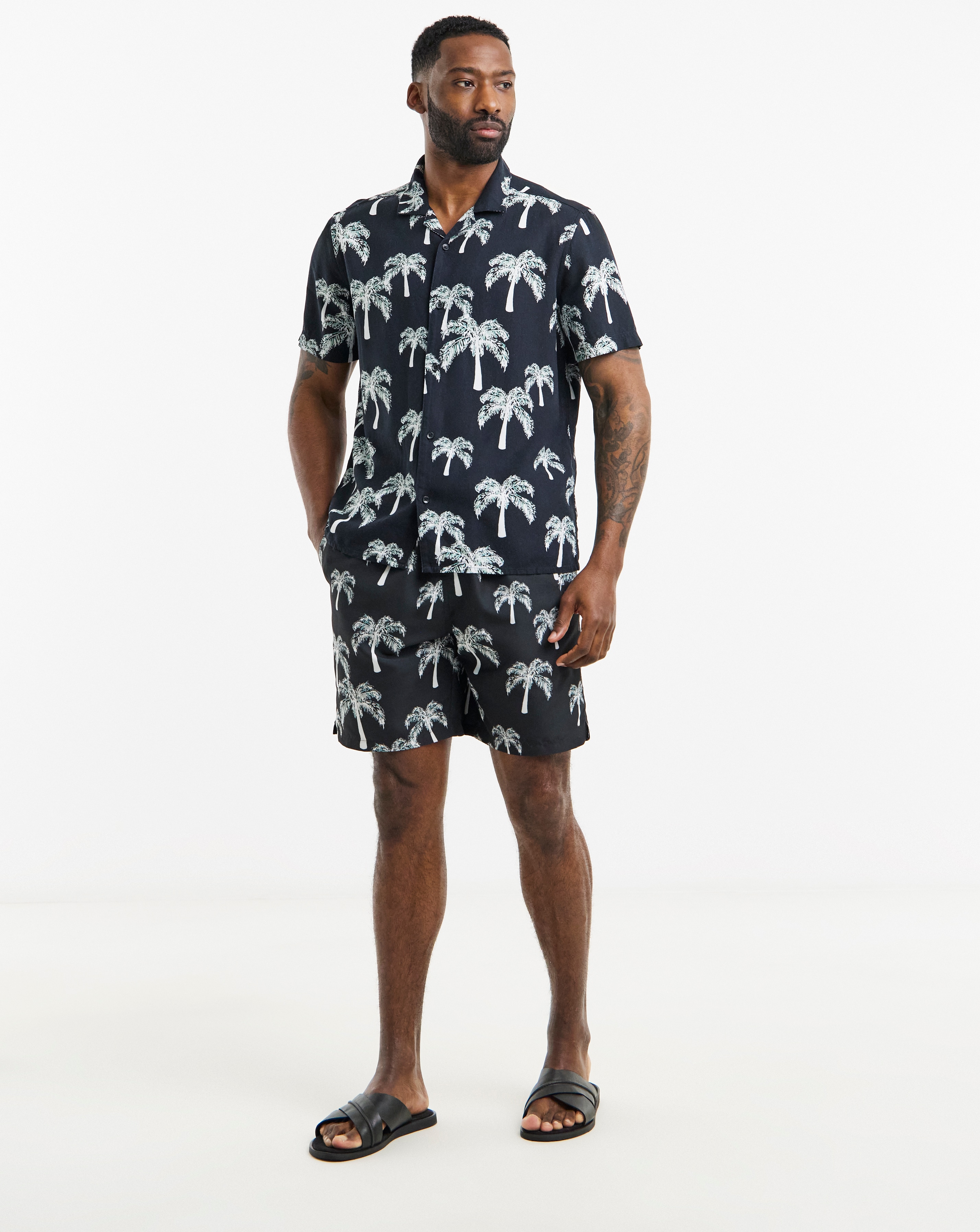 New In - Mono Palm Print Swim Shorts