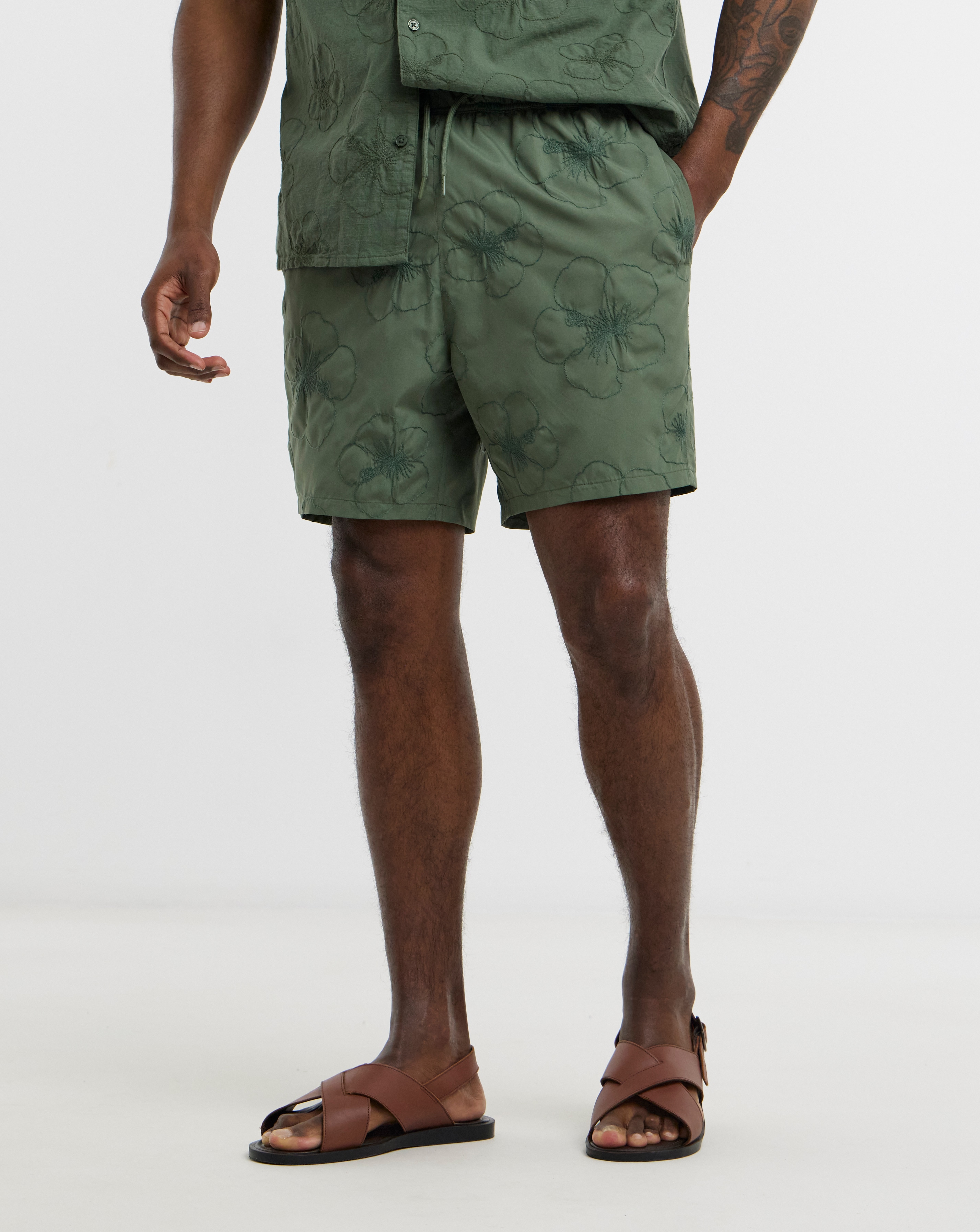 Embroidered Co Ord Swim Shorts