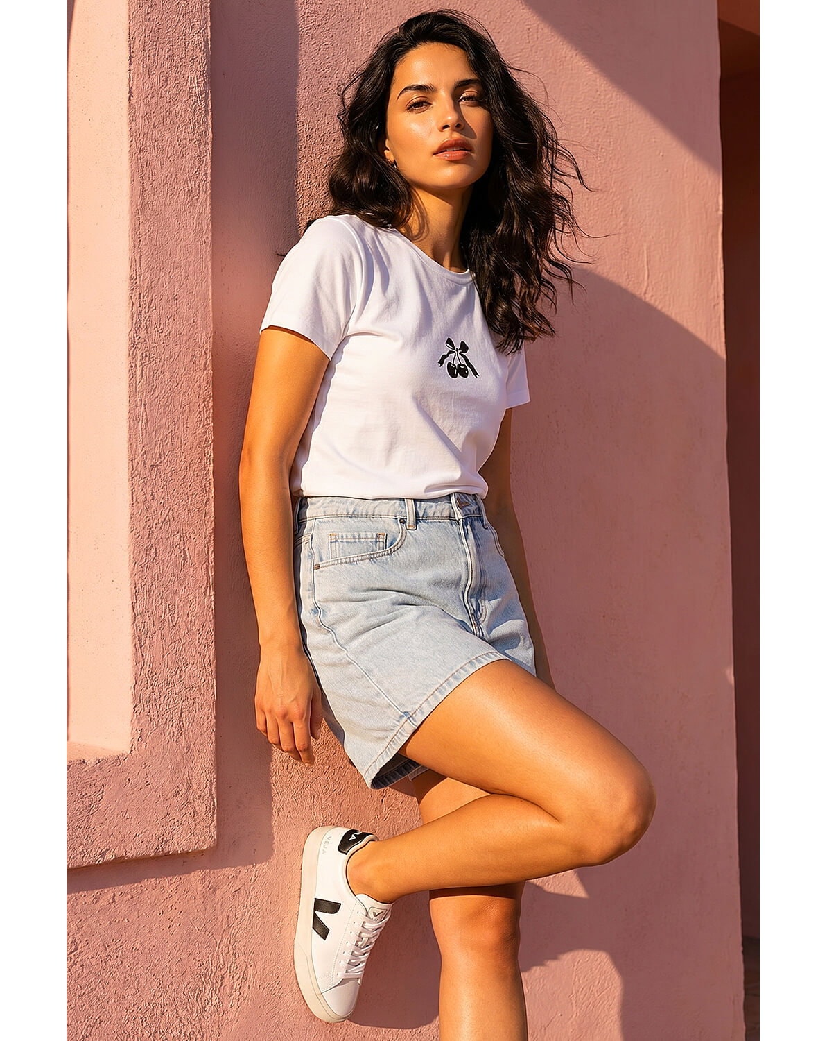 New In - Roman Dusk Cotton Cherry Stretch T-Shirt