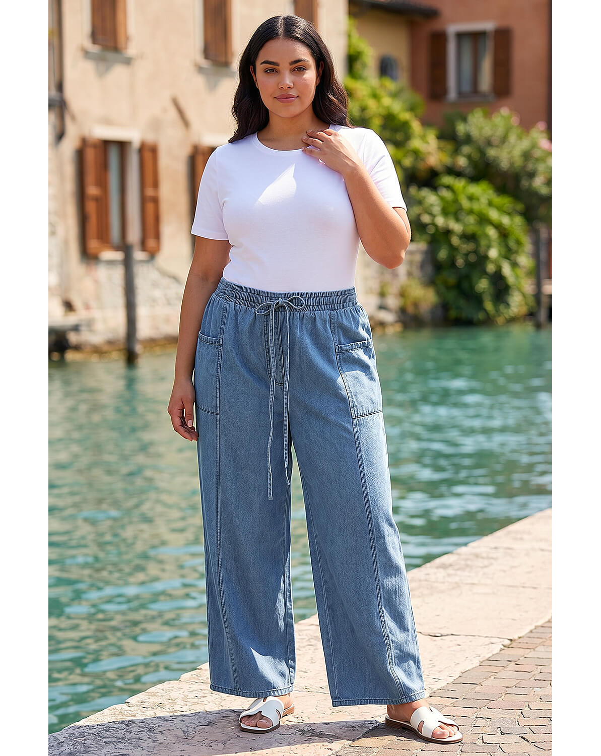 Roman Curve Tie Waist Pocket Trouser
