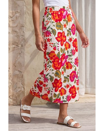 Roman Dusk Floral A-Line Midi Skirt