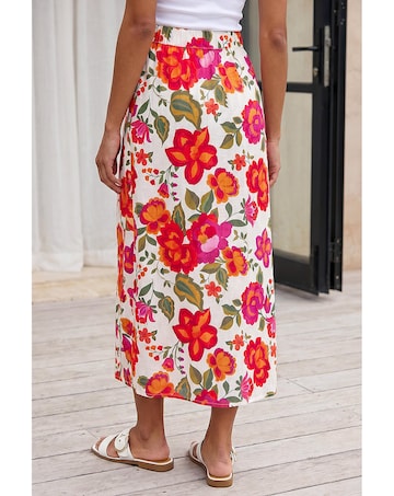 Roman Dusk Floral A-Line Midi Skirt