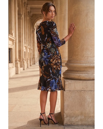 Roman Petite Mesh Ruched Dress