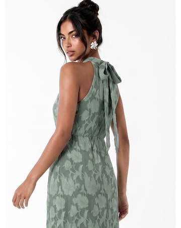 Anaya Floral Burnout Halter Neck Dress