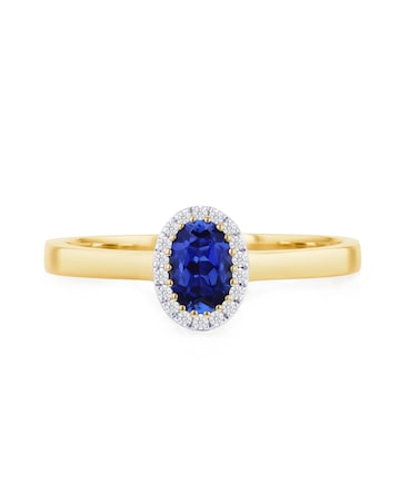 9ct YellowGold Lab Diamond Sapphire Ring