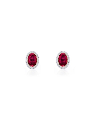9ct Yellow Gold Lab Diamond Ruby Earring