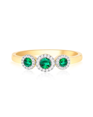 9ct Yellow Gold Lab Diamond Emerald Ring