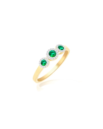 9ct Yellow Gold Lab Diamond Emerald Ring