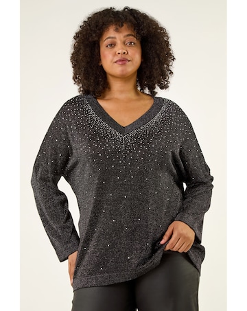 Roman Curve Sparkly Knit Top