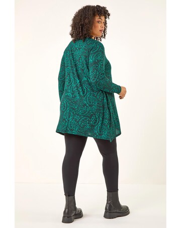 Roman Curve Paisley V-Neck Stretch Top