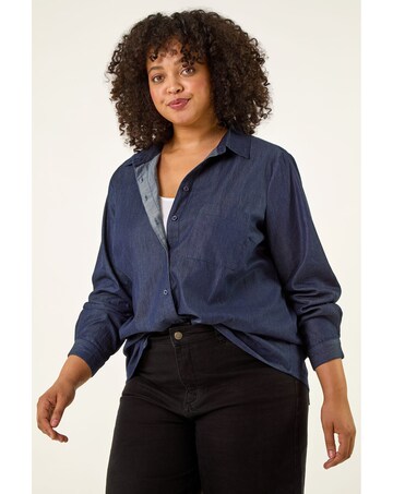 Roman Curve Cotton Button Up Blouse
