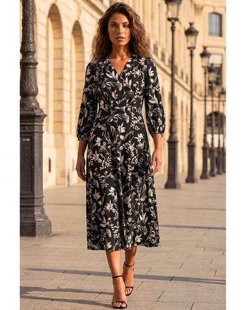 Roman Floral Print Midi Dress