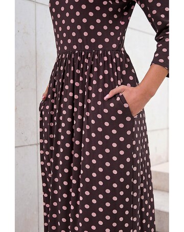 Roman Polka Dot Print Pocket Dress