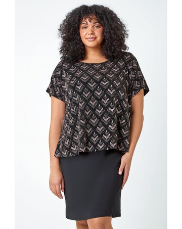 Roman Curve Glitter Stretch Shift Dress