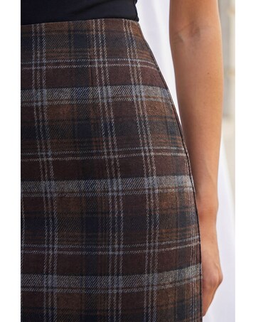 Roman Brushed Check Pencil Skirt