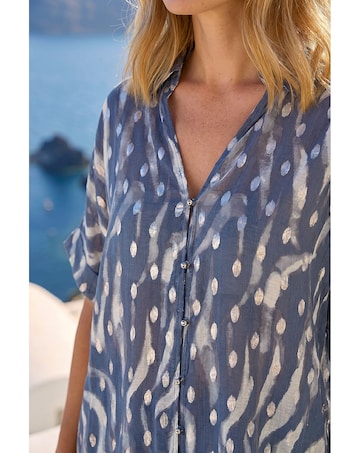 Roman Foil Spot Print Collared Shirt