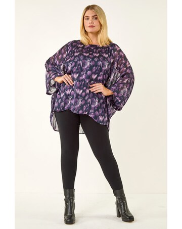 Roman Curve Swirl Print Metallic Top
