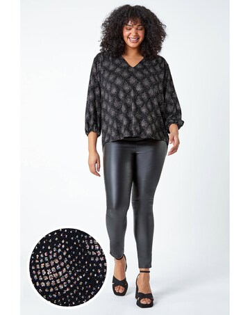Roman Curve Glitter Sparkle Tunic Top