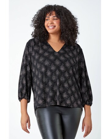 Roman Curve Glitter Sparkle Tunic Top