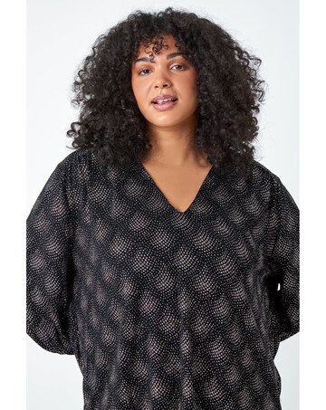 Roman Curve Glitter Sparkle Tunic Top