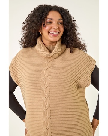 Roman Curve High Neck Tabard Knit Top