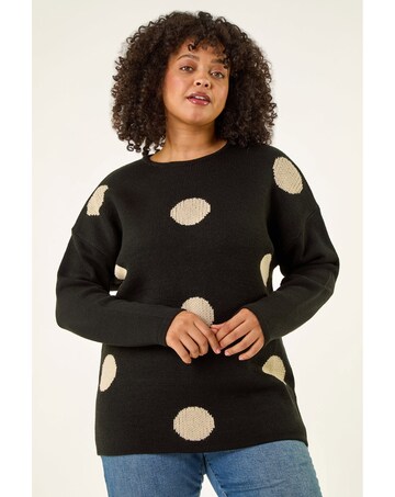 Roman Curve Large Spot Knit Jumper