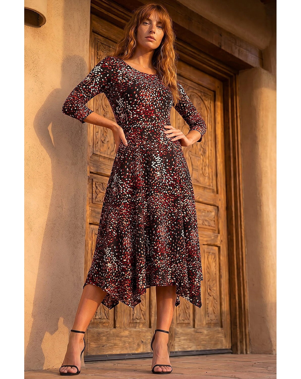 Roman Speckled Hanky Hem Dress