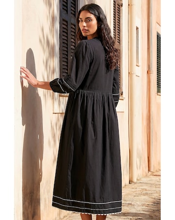 Roman Ric Rac Collared Midi Dress
