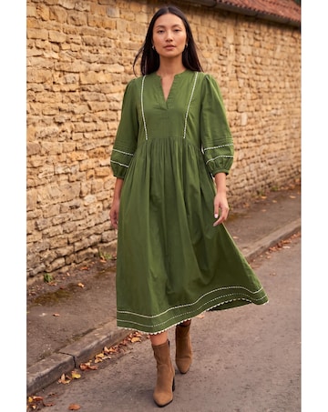 Roman Ric Rac Collared Midi Dress