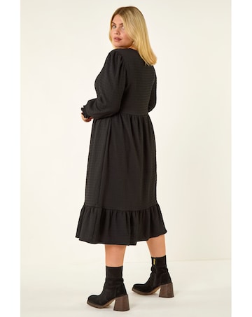 Roman Curve Gathered Stretch Midi Dress