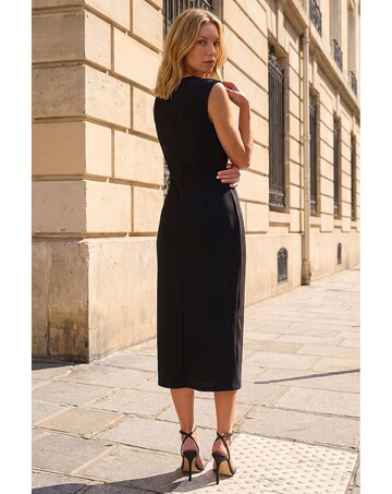 Roman Side Pleat Midi Dress