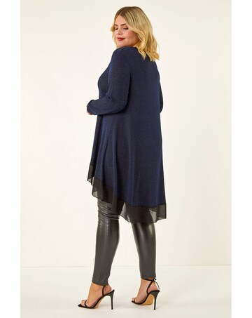 Roman Curve Glitter Chiffon Tunic Top